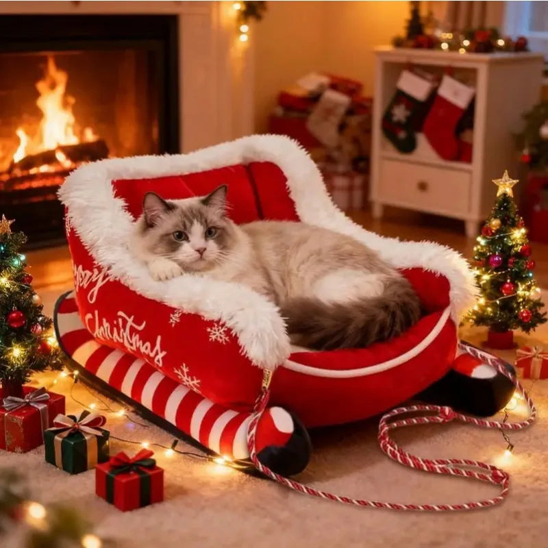 The Santa Paws™ Cozy Sleigh Bed